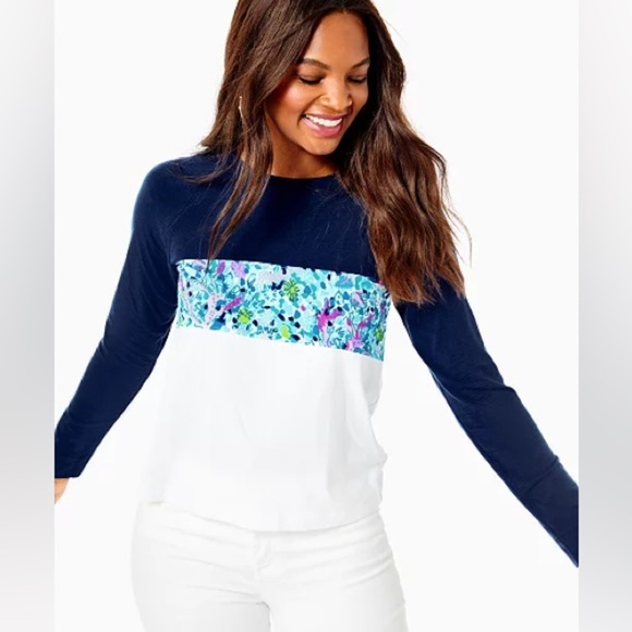 💙 Lilly Pulitzer 💙 Chapman Finn top in Multi Dive Bar NWT - Picture 1 of 3
